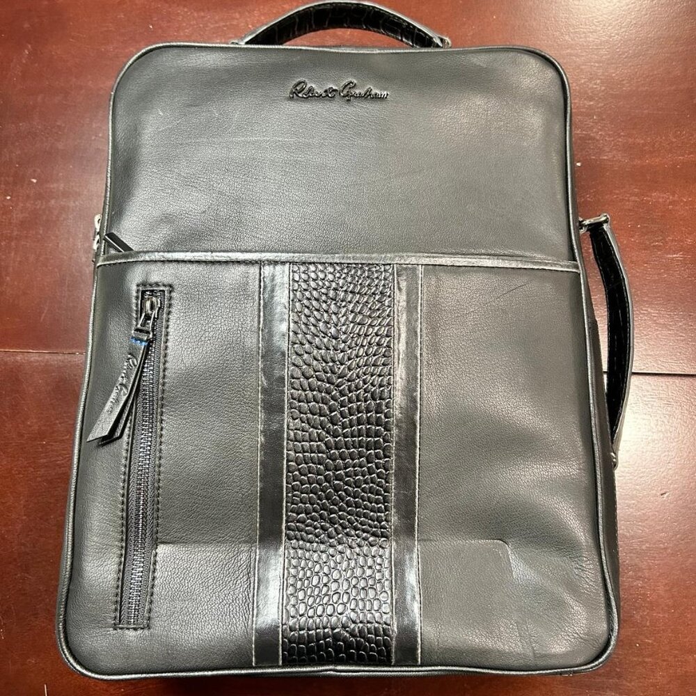 Robert Graham Genuine Leather Briefcase/Backpack - Dark Chocolate
